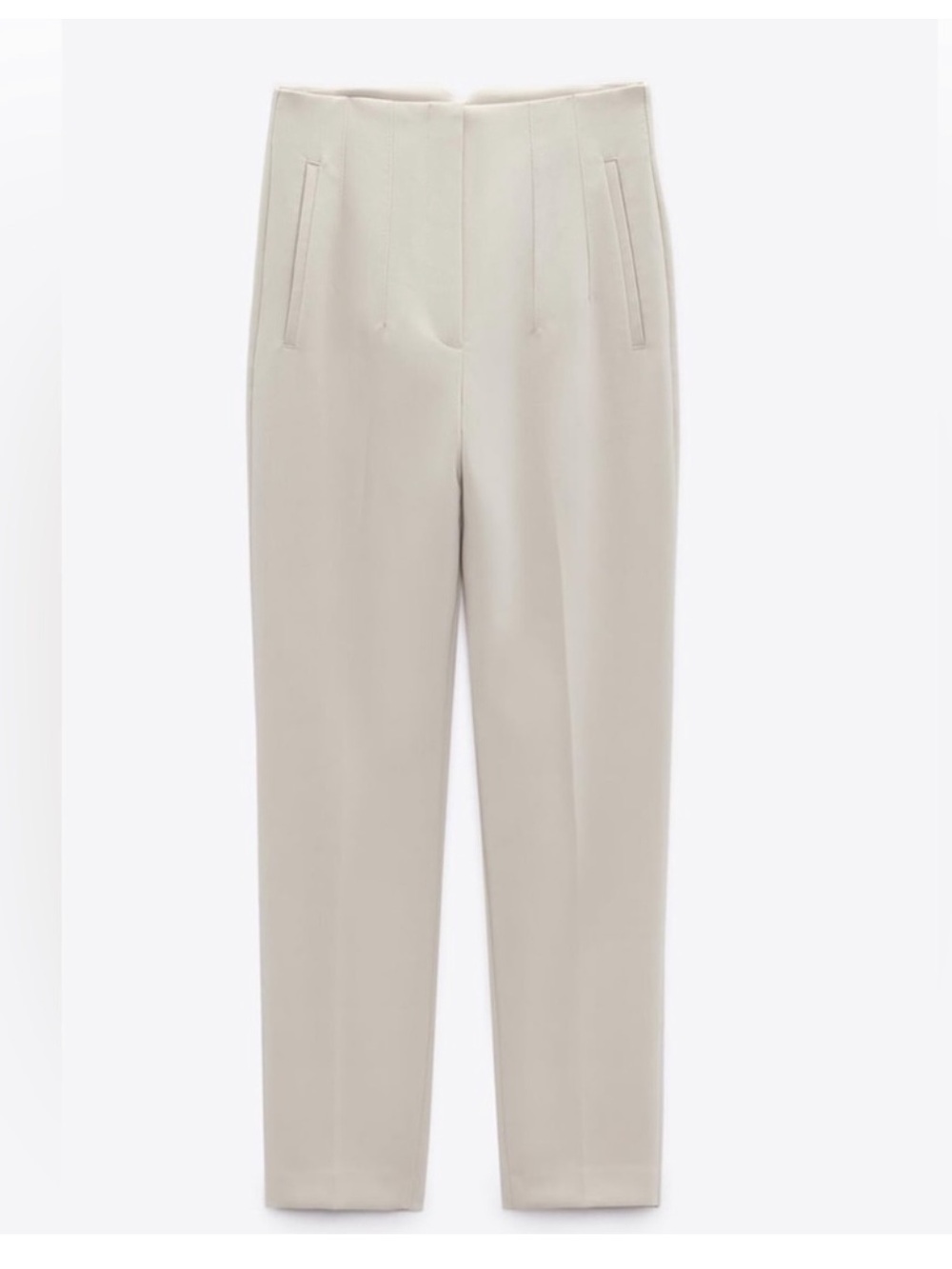 Zara Cream High-Rise Tailored Trousers